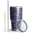 thumbnail image 2 of 30oz Dark Blue Rainbow Pattern Tumblers Stainless Steel Tumbler with Lid and Straw,Vacuum Insulated Double Wall Travel Tumbler Cups Mug with Cleaning Brush for Coffee,Tea, 2 of 7