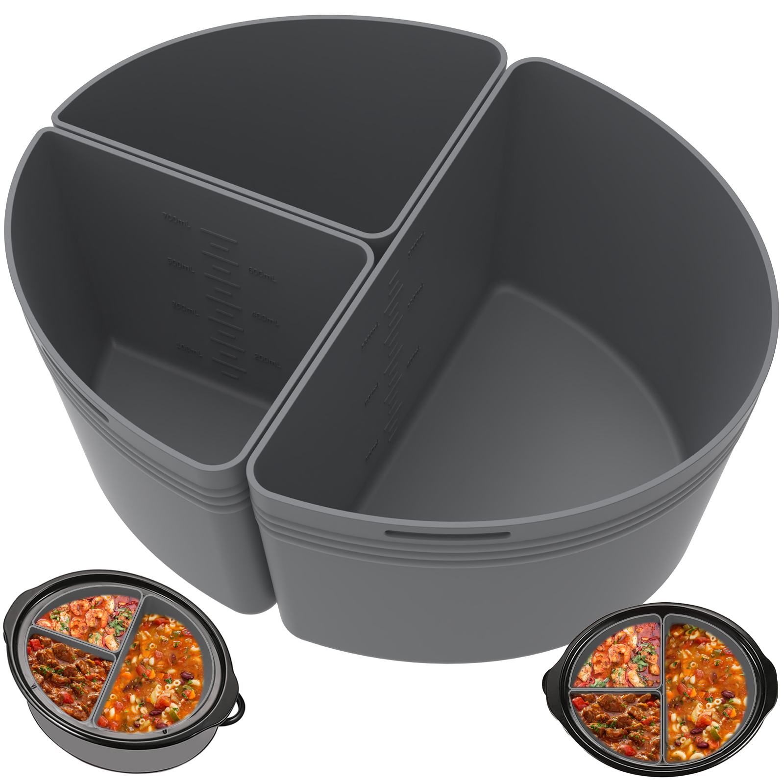 Ktcina Silicone Slow Cooker Divider Liner for 6QT Pot, Pack of 3 Slow Cooker Divider Insert