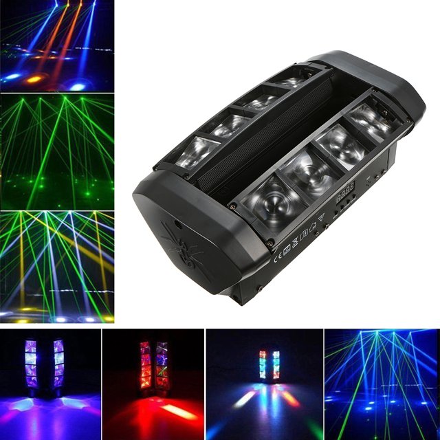 RGBW 8-LED 60W Mini Lumière de Scène à Tête Mobile avec Rotation à 180°, 7/15 Canaux - DMX512, Modes Son-Active, Maître-Esclave & Auto, 0-100 % de Gradation pour Fêtes, Clubs, DJ Shows (AC110-230V, Prise US)