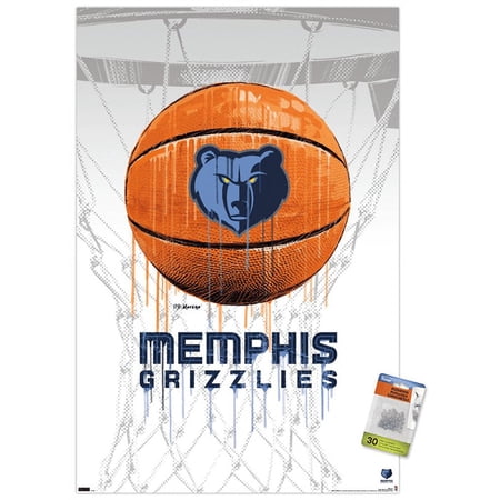 NBA Memphis Grizzlies – Drip Basketball 21 Wall Poster with Push Pins 22.375 x 34