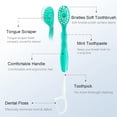 thumbnail image 4 of 5 in 1 isposable mini Toothbrushes on the go Toothbrush Portable Travel Toothbrush（Toothpaste + Tongue Scraper + Floss + Picks Iniviually Wrappe Prepaste Oral Care Mint 24 Packs, 4 of 4