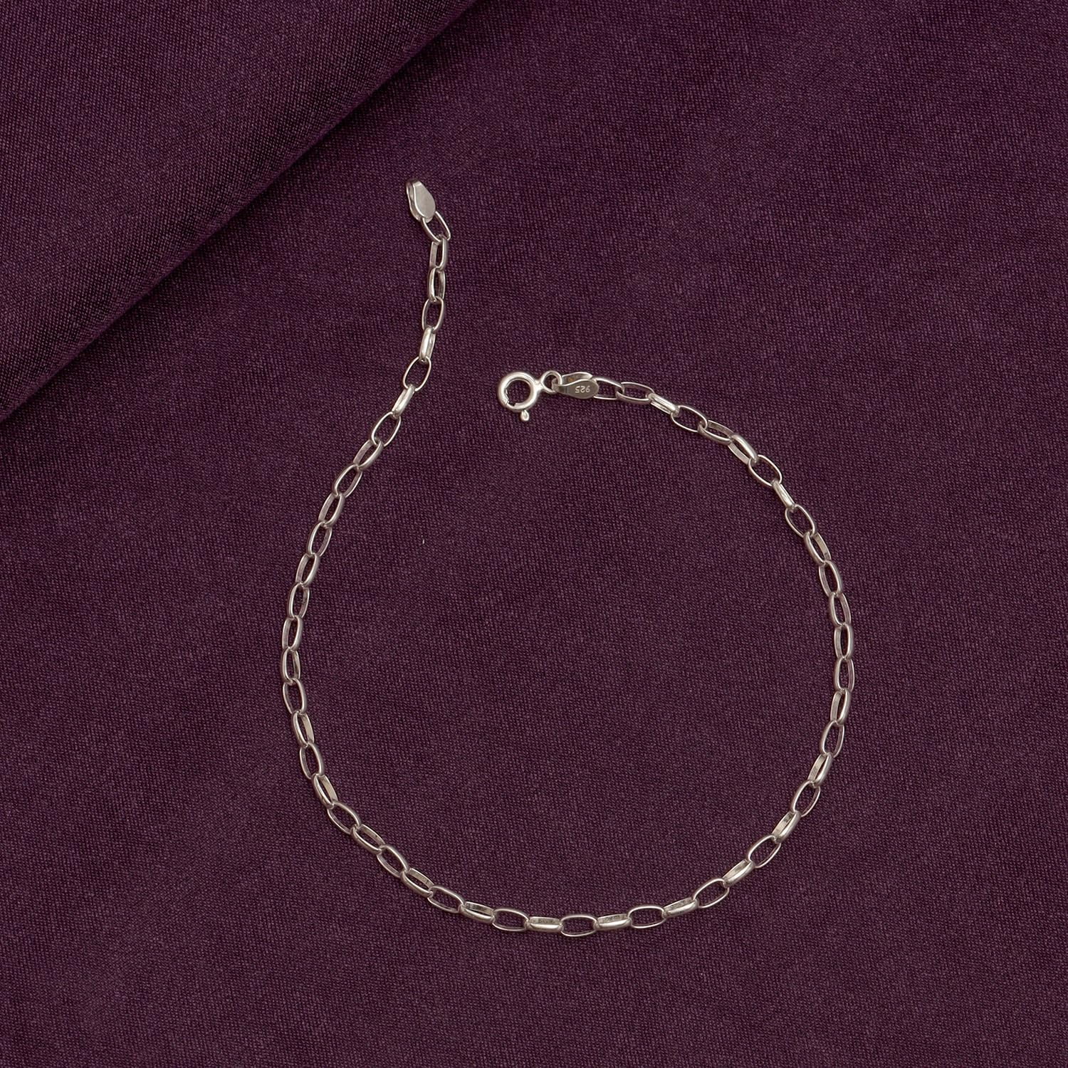 LeCalla 925 Sterling Silver Rolo Chain Anklets for Women Teen, Basic Link Chain Anklets Beach Summer Jewelry Gifts 10" Inch