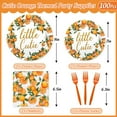 thumbnail image 3 of JarThenaAMCS Little Cutie Orange Party Supplies AFN1Kit Serves 25 Watercolor Tangerine 9 & 7 Inch Paper Plates Napkins Forks for Fruit Theme Baby Shower Birthday, 100Pcs, 3 of 3