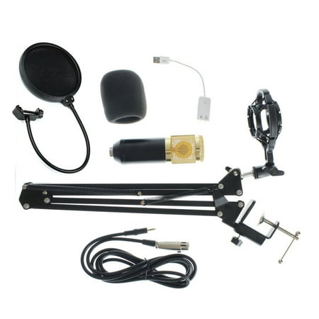 Condenser Microphone Kit Studio Suspension Boom Scissor Arm Sound Card Recording Equipment