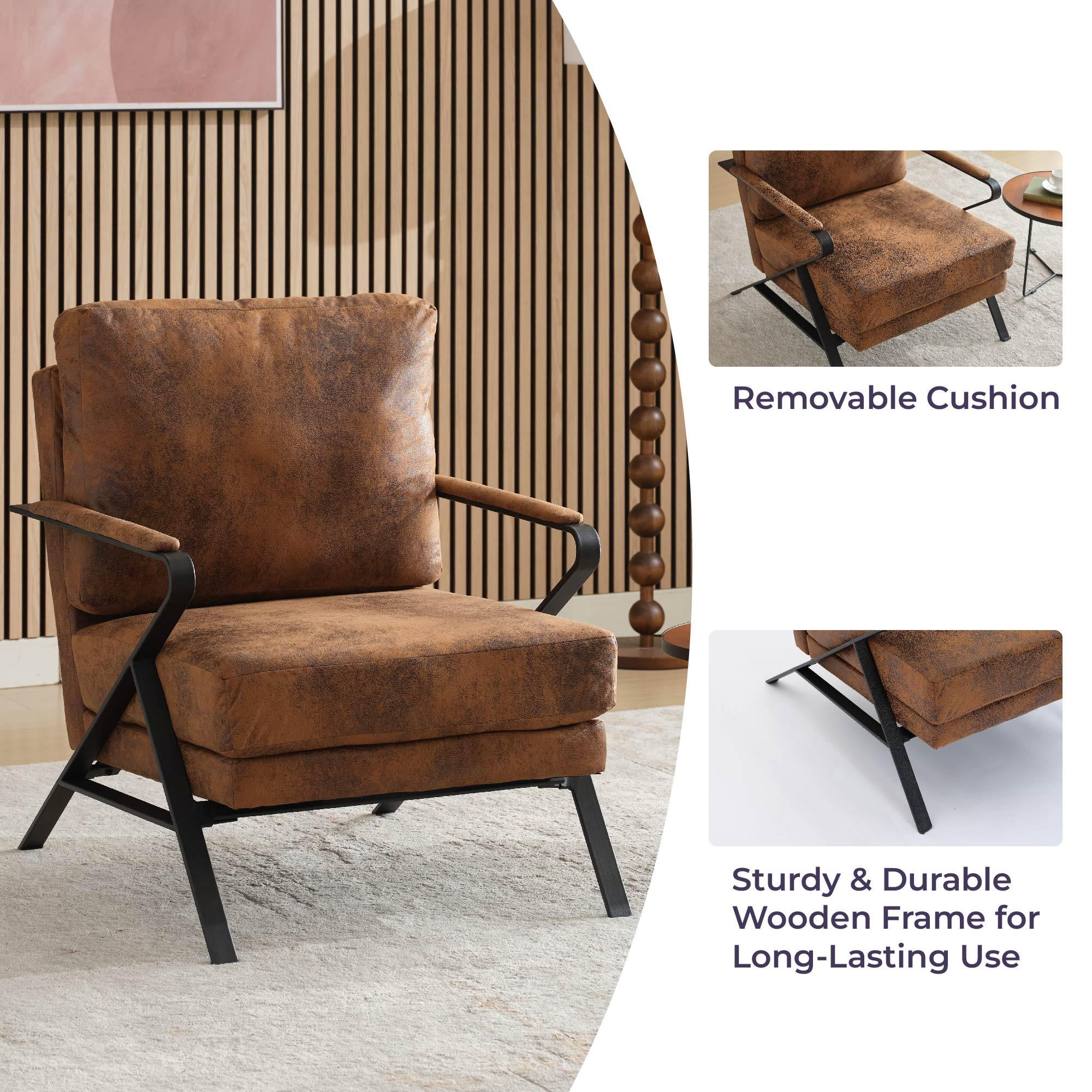 Howcool Sling Accent Chair, Comfy Vanity Chair with Removable Cushion and Storage Bag for Living Room, Bedroom, Office