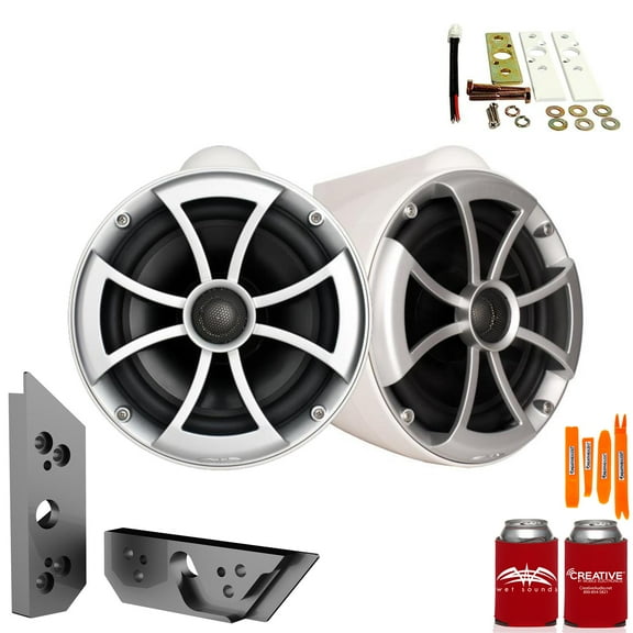 Wet Sounds ICON8W-X 8" White Fixed Tower Speakers with Malibu G5 Tower Adapters