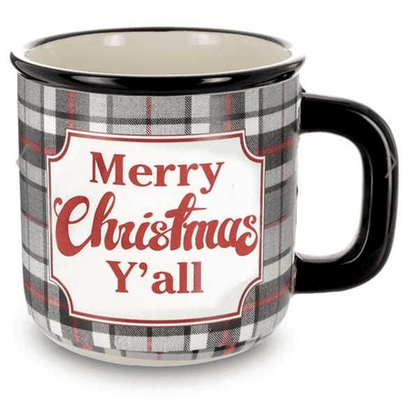Merry Christmas Y'all Plaid Mug