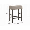 thumbnail image 4 of Tan Linen & Weathered Gray Finish Counter Height Stools (Set of 2) - Solid Wood with Backless Design, 4 of 5