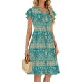 thumbnail image 4 of Fantaslook Women Summer Dresses V Neck Ruffle Sleeve Casual Flowy Sundresses Button Floral Midi Dress with Pockets, 4 of 8