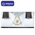 thumbnail image 4 of Past Master Blue Lodge Apron – Navy Blue with Silver Fringe Tassels & Hand Embroidery, Masonic Regalia with Adjustable Belt, 4 of 5