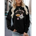 thumbnail image 2 of Women's Elegant Casual New Year Graphic Print Sweatshirt - Happy New Year Lettering with Festive Champagne & Fireworks Design Long Sleeve Crew Neck Pullover, Machine Washable Holiday Party Apparel, 2 of 6