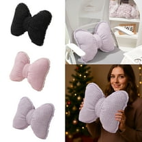 Soft Bowknot Throw Pillow Bow Shaped Pillow Novelty Plush Lumbar & Sofa Car Cushion Bed Sofa Couch Holiday Car Decor in 3 Colors (Purple, Pink, Black), 13.77x12.59 inch 13.77x12.59inch