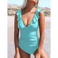 thumbnail image 2 of Maillot de Bain une Pièce pour Femme à Volants, Lacé, Tenue de Plage, Contrôle du Ventre, Costume de Bain, 2 of 4