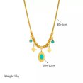 thumbnail image 3 of GKNET Women 18K Gold Plated Stainless Steel Oval Turquoise Star Pendant Charm Necklace, 3 of 5
