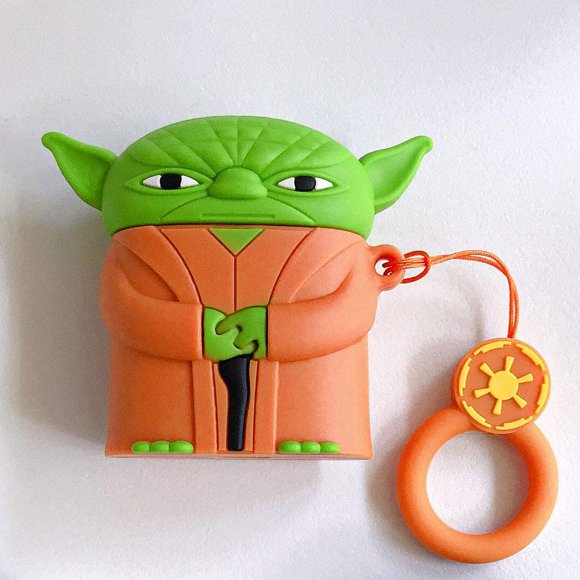 JHIJHOO Airpods Case Yoda ｜Airpods Case 2/1 Green Cute Cartoon 3D Funny Cool Kits Character Design Skin Fashion Case Cover for Apple AirPods Soft Silicone Case - Yoda