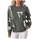 thumbnail image 3 of RKSTN Christmas Sweaters for Women Oversized Crewneck Cute Bow Knit Pullover Sweater Top Womens Casual Solid Embroidered Round Neck Loose Fits Comfy Sweet Style Sweater Fall Spring Outfits, 3 of 9