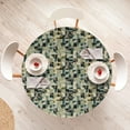 thumbnail image 4 of Ambesonne Abstract Fitted Round Tablecloth, Mosaic Pattern Trippy Art, 45"- 56" Diameter, Teal Khaki and Dark Grey, 4 of 5