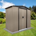 thumbnail image 3 of IVV 6' x 4' Outdoor Storage Shed with Slope Roof, Shutter Vents, Sliding Doors and A Latch, Garden Metal Tools Cabinet, for Storing Patio Furniture, Gardening Tools, Lawn Equipment, Brown, 3 of 5