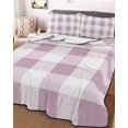 thumbnail image 3 of Quilts Twin Size Bedding Set, Pink Plaid Lightweight Quilted Comforter, Spring Summer Farmhouse Buffalo Checkered Soft Reversible Bedspread Coverlet with Pillow Covers for All Season, 68" x 86", 3 of 7