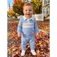 thumbnail image 3 of BemeyourBBs Toddler Baby Boy Mama's Boy Outfit Cute Infant Baby Boys Spring Falll Winter Clothes Clollar Button Long Sleeve Daddy's Buddy Letter Embroidery Sweatshirt Top Pocket Jogger  Pants Set, 3 of 8
