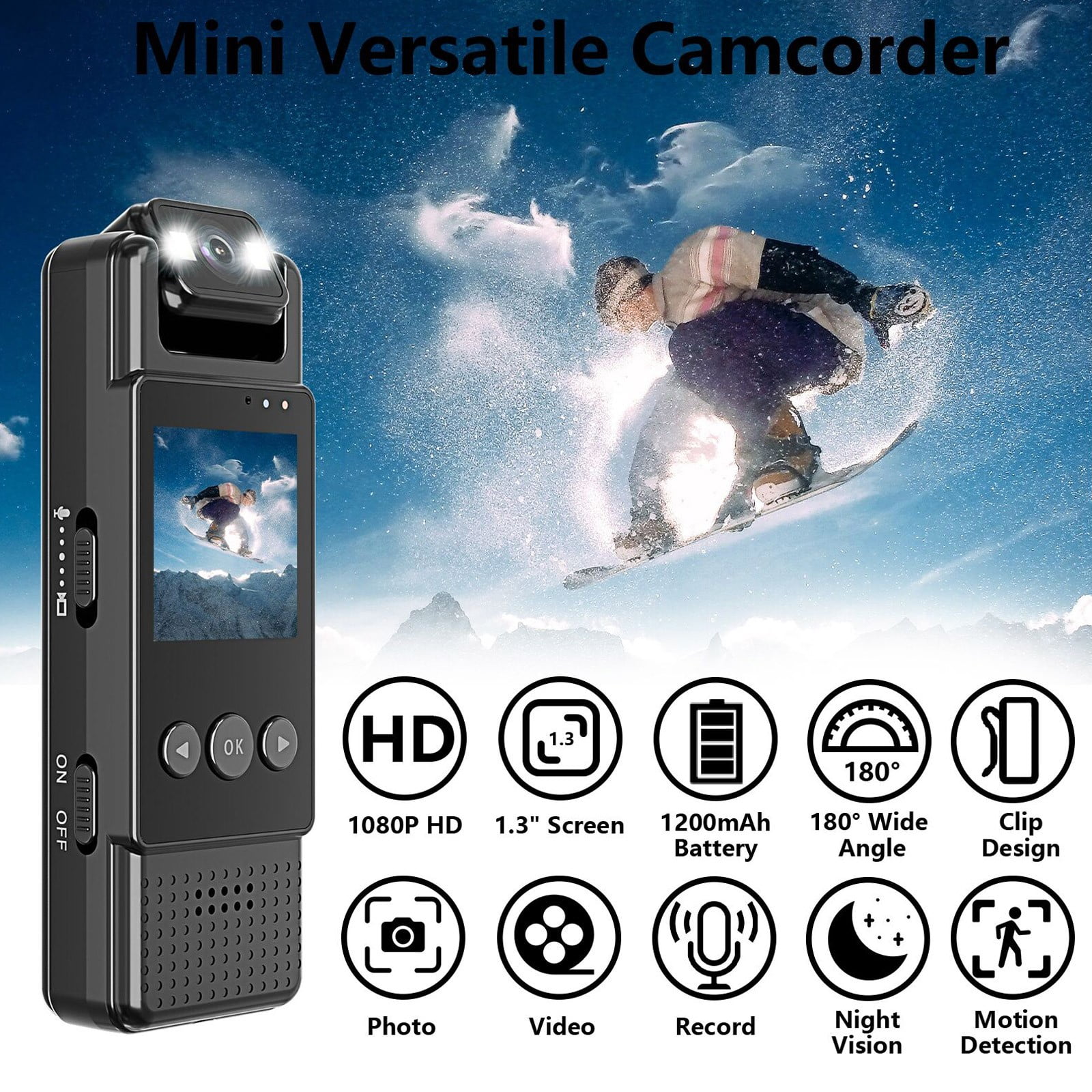 SCNOR Video Cameras - Digital Video Recorder, Camcorder with Night Vision, Action Camera for Sports Games, HD 1080p/720p, WiFi, Portable Pocket Mini, Memory/SD Card, Reader
