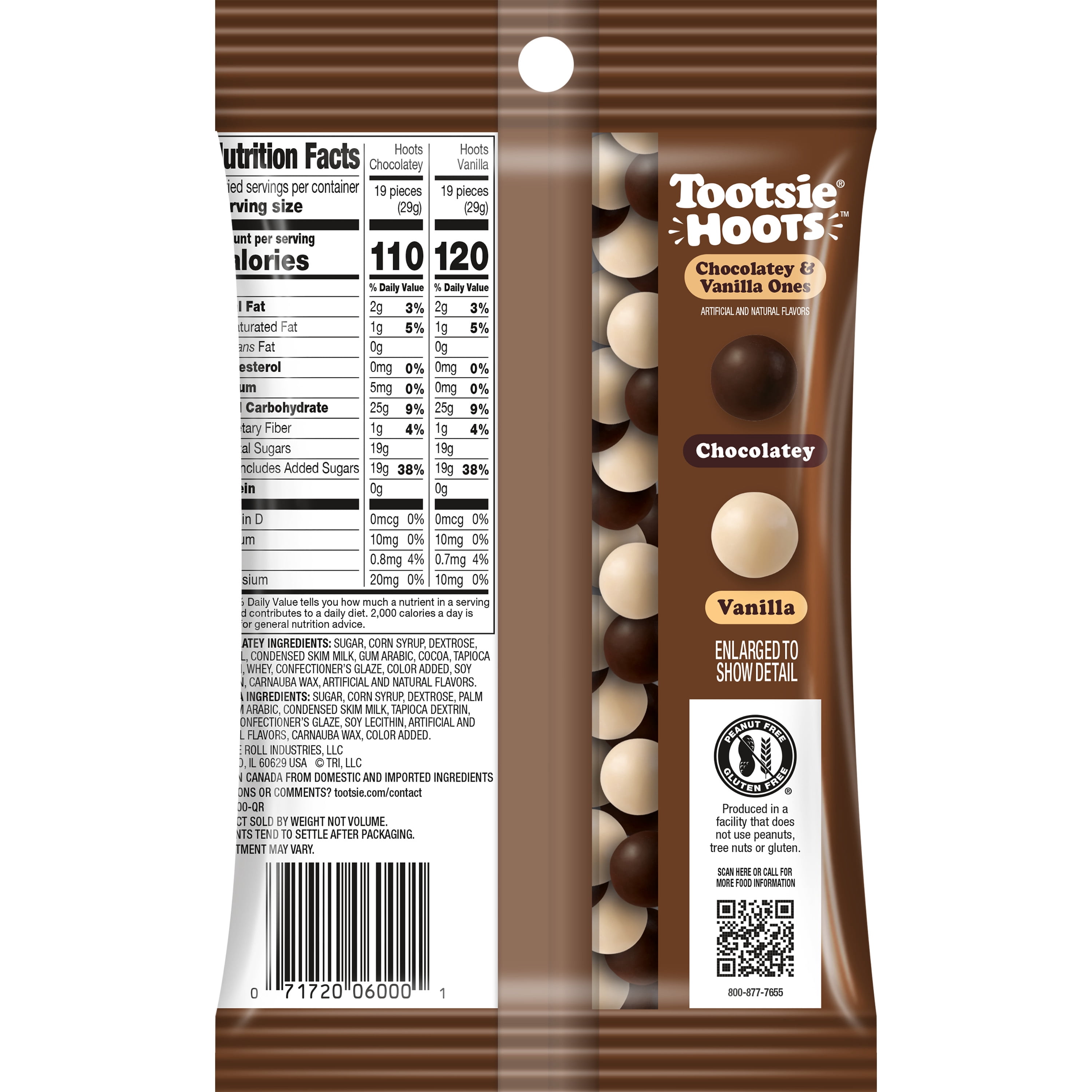 Tootsie Hoots Chewy Candy, Chocolate & Vanilla, 6.5 oz Bag, Allergy-Friendly.