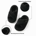 POSEE Fuzzy Slippers for Women Cross Band House Shoes Bedroom Indoor