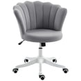 thumbnail image 1 of Grey Velvet Swivel Office Chair - Adjustable Height & Tilt, Lotus Design, Home Office & Vanity Task Chair - 27.2"W x 25.2"D, 1 of 7