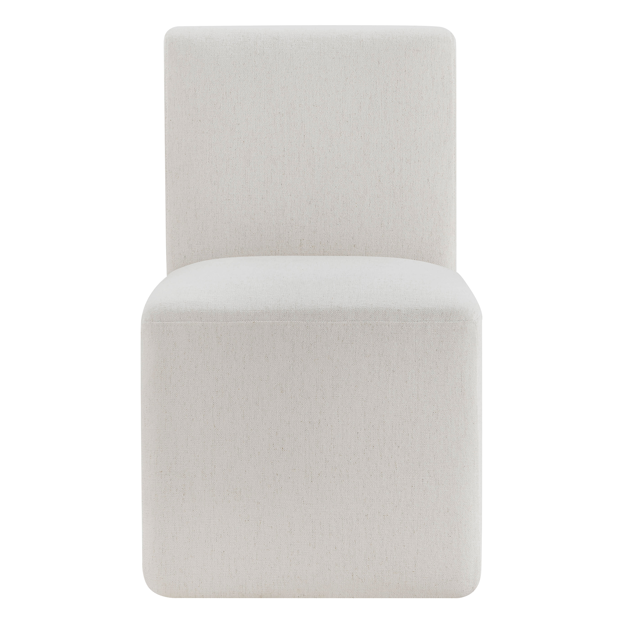 Spruce & Spring Upholstered Dining Chairs with Hidden Casters Set of 2, Cream(Grey-flecked)