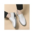 thumbnail image 5 of MAWCLOS Men's Flats Low Top Dress Shoes Round Toe Loafers Mens Leather Shoe Formal Glossy Slip On White-1 9, 5 of 9