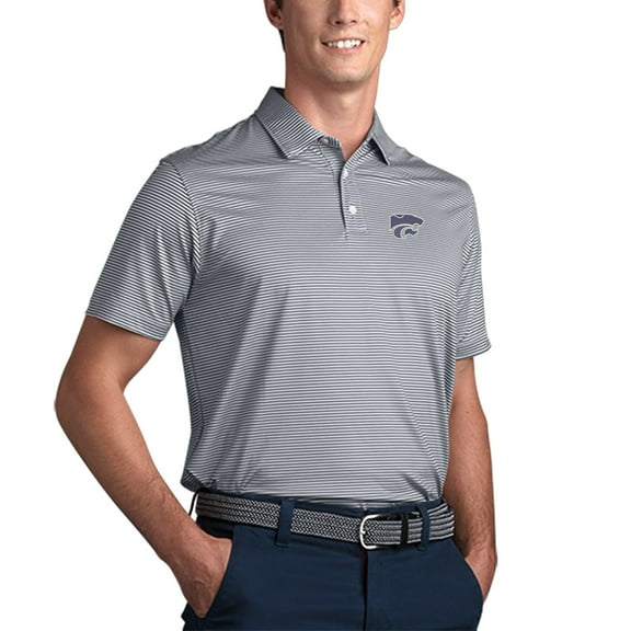 Men's Gray Kansas State Wildcats Pro Tonal Micro-Stripe Polo