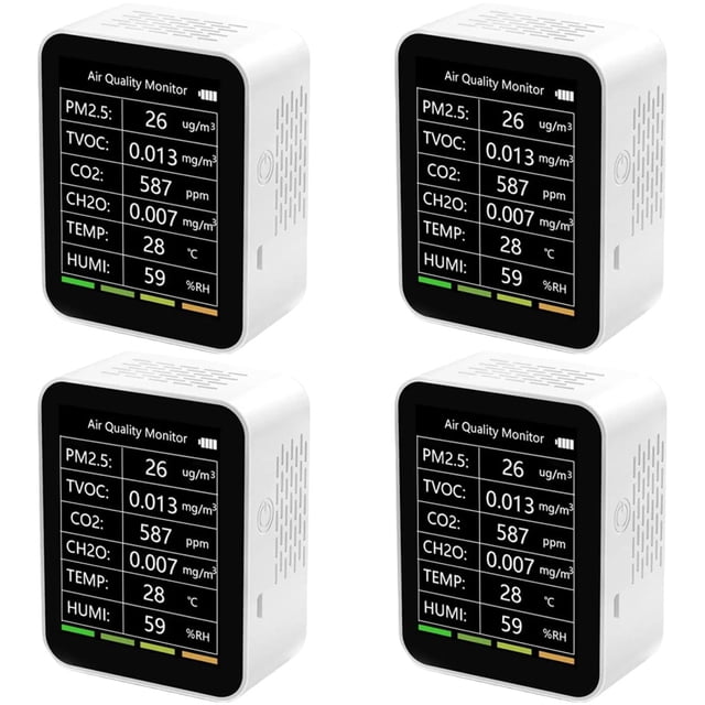 Medidor de Aire y Clima VentDepot SmartClimWhite 4Pzas LCD Blanco Temp 0°C a 60°C Humedad 0 a 99%RH Bluetooth Wi-Fi