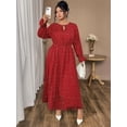 thumbnail image 2 of AURA Plus Size Women’s Dress Polka Dot Chiffon Long Sleeve Office Wear 0XL–4XL, 2 of 7