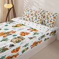 thumbnail image 3 of Castle Fairy Cute Fox Bear Monkey Zebra Zipper Twin Comforter Sets with Fitted Sheet and 2 Pillowcases,Happy Camping Animal Zipper Bedding Set,Off White Green,Reversible,4-Piece, 3 of 6