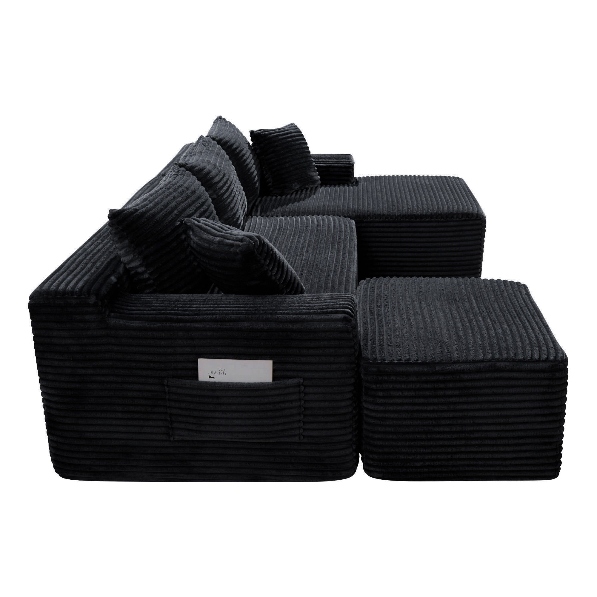 Leumius 106" Sectional Sofa Couch with Deep Seat,U-Shaped Cloud Modular Sleeper Couches for Living Room,Bedroom,Apartment,No Assembly Required,Black-Right