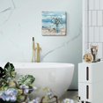 thumbnail image 6 of Bathroom Decor Wall Art Blue Beach Picture Ocean Theme Flower Canvas Print Modern Coastal Seascape Painting Framed Seaside Artwork Floral Daisy in Indian Vase for Home Sea Lake Bedroom 14x14inch, 6 of 6