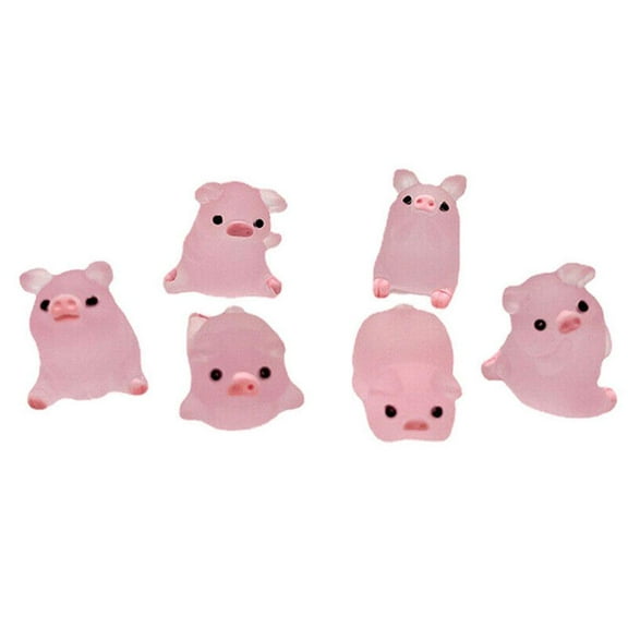 lianhanyi Luminous Mini Resin Pig Car Dashboard Toys Dolls Figures Home Decors Garden A 