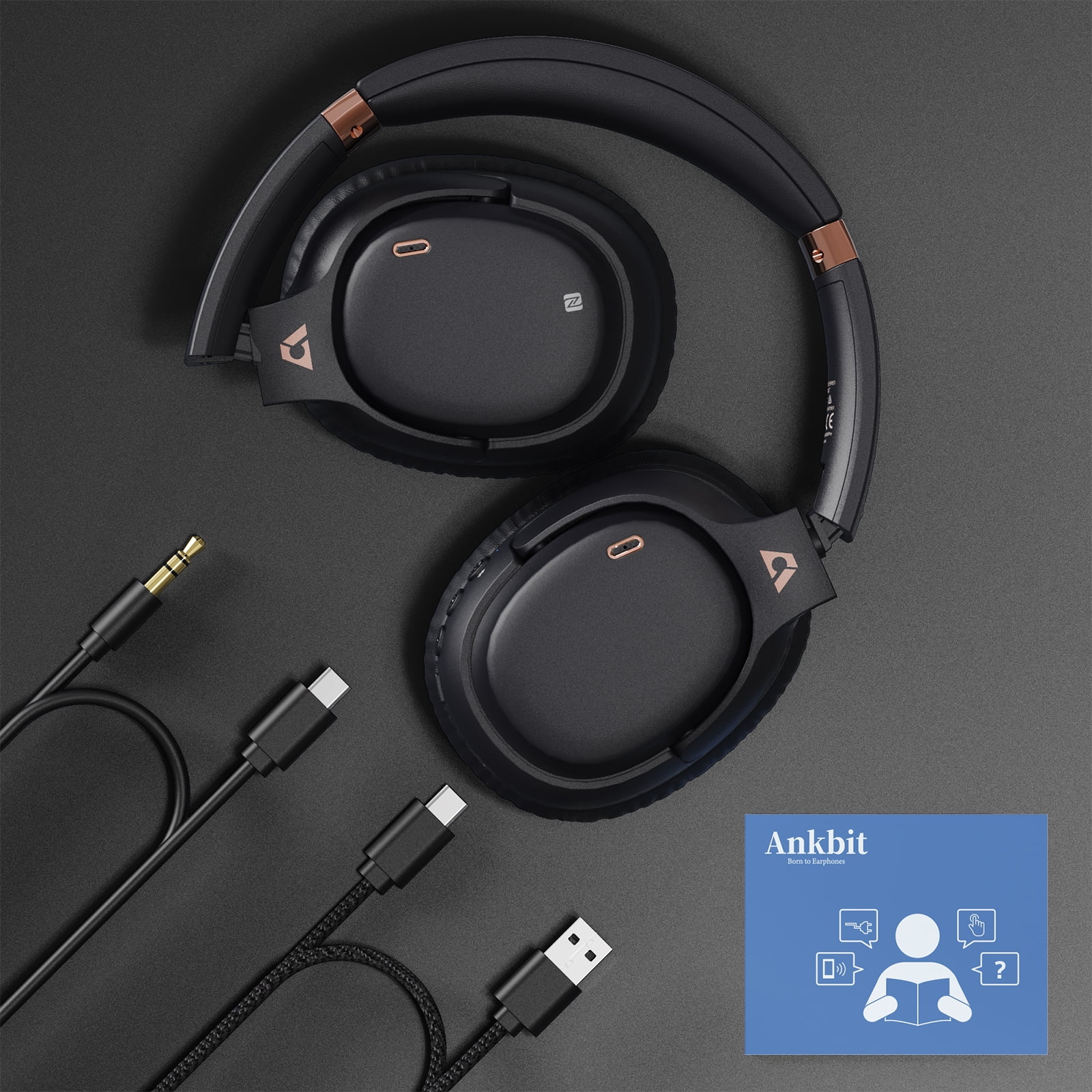 Ankbit E600Pro Bluetooth Headphones, Active Noise Cancelling