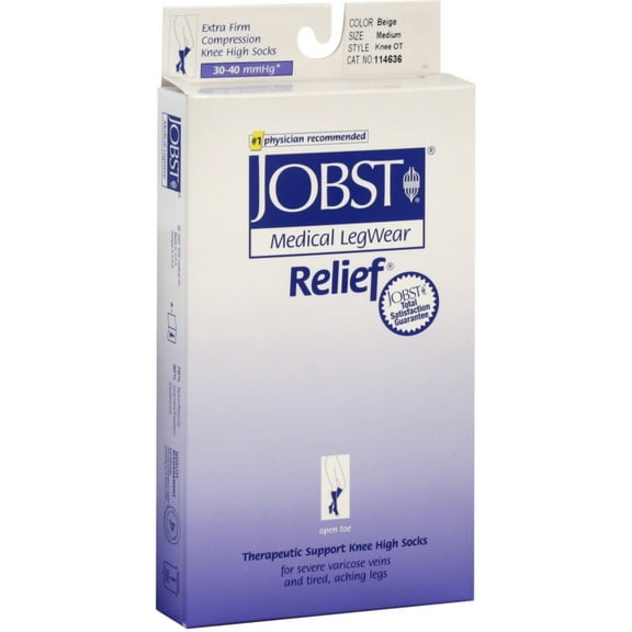 JOBST Relief Knee-High Extra Firm Compression Stockings, Beige, Medium 1 Each - (Pack of 6)