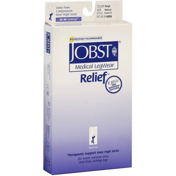 JOBST Relief Knee-High Extra Firm Compression Stockings, Beige, Medium 1 Each - (Pack of 3)