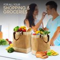thumbnail image 6 of Tote Bag Faux Leather Straps Reusable Burlap Shopping 2 Pack Farmers Market Jute Foldable EXULTIMATE, 6 of 7
