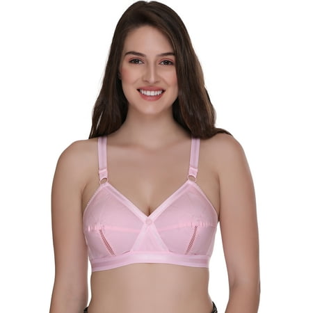 SONA Women s Perfecto Cotton Full Coverage Non Padded Minimizer Bra with Soft Support Regular and Plus Size (Pink  30C)