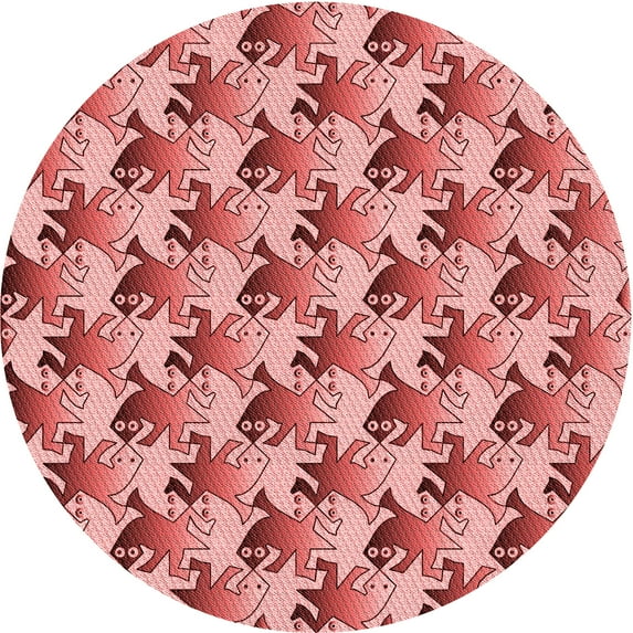 Ahgly Company Machine Washable Indoor Square Transitional Pastel Pink Area Rugs, 3' Square