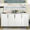 thumbnail image 6 of Storage Cabinet with with Four Doors, Modern sideboard Adjustable Shelves Kitchen Cabinet, Mid Century Storage Cabinet with Adjustable Shelf, Floor Cabinet for Living Room, Bedroom, Home Office, White, 6 of 7