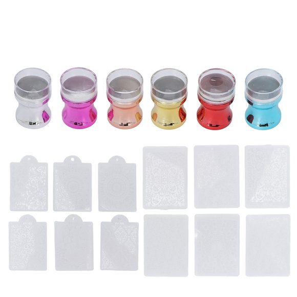 6 sellos de silicona transparente para decoración de uñas.