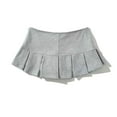 thumbnail image 3 of Fabric Y2K Mini Skirt Women Low Waist Wide Pleat Light Grey Sexy Vintage A-line Pleated Skirt Casual Skort Summer, 3 of 8