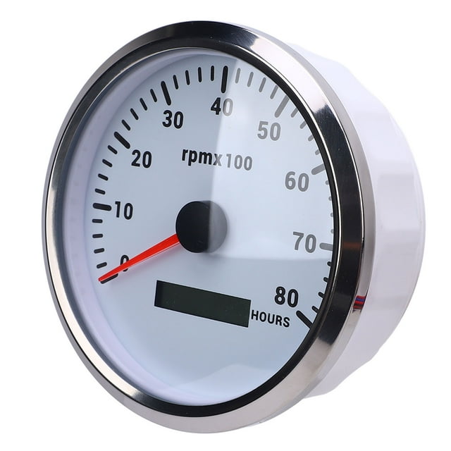 Boat Tacho Gauge,110mm 4-3/8in 7 Color Backlight DC 9-32V 8000RPM Tachometer Gauge with Hour Meter Compatible with Various Tacho RPM Sensors, Featuring Moving Magnet