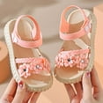 thumbnail image 6 of ZACPNCV Girl's Sandals Clear Rhinestone Glitter Ankle Strap Flat Sandals Summer Beach Vacation Sandal Pink 3.5-4 Years, 6 of 7