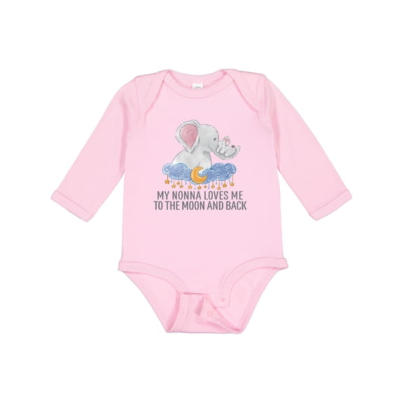 Inktastic My Nonna Loves Me to the Moon and Back Elephants in Clouds Boys or Girls Long Sleeve Baby Bodysuit