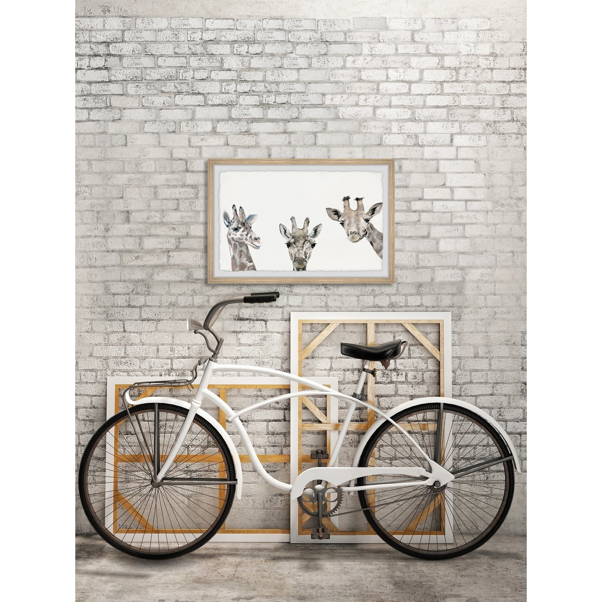 Marmont Hill Giraffe Poses Framed Wall Art, 24.00" x 1.50"
